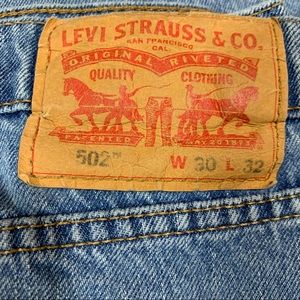 Levi’s 502 30x29 Mens distressed jeans 30x32 tag taper fit blue denim 0202